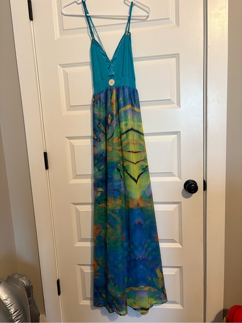 Apple Bottoms Teal Blue Green Patterned Maxi Dress/Skirt